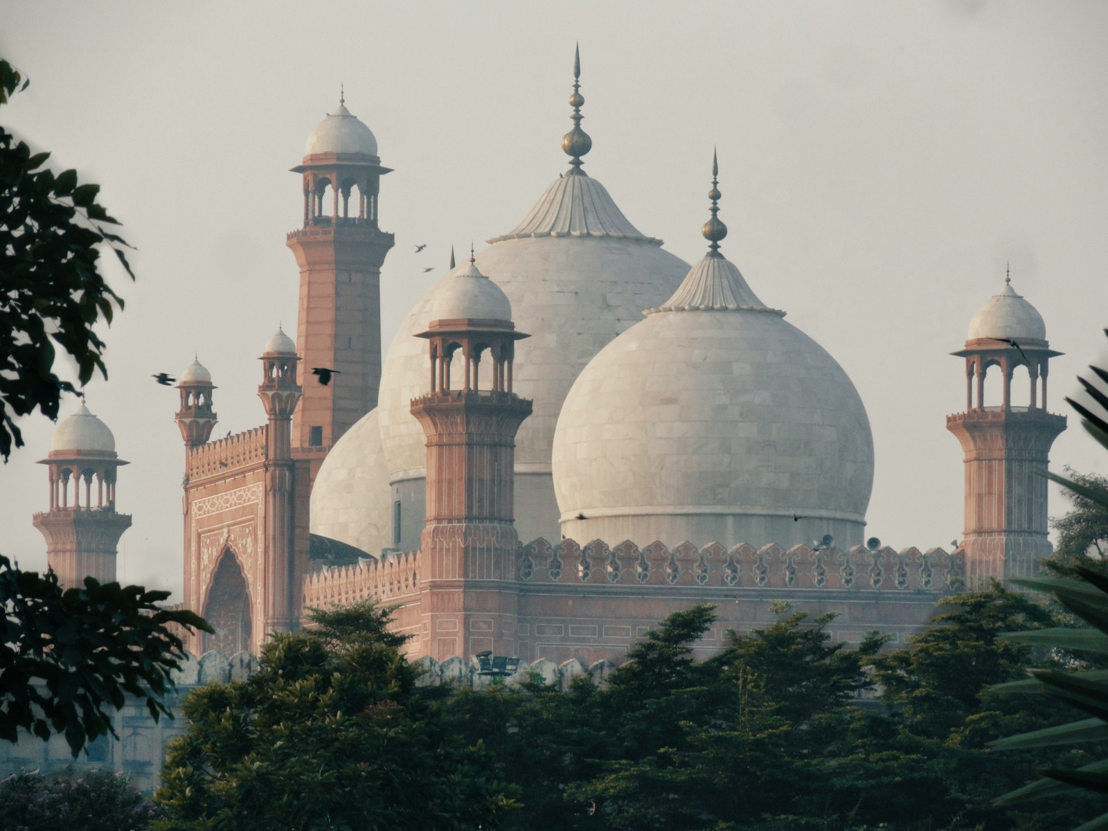 Morning view of the Badshahi Mosque in Lahore from Minar-e-Pakistan grounds